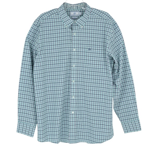 Southern Tide Other - Southern Tide Men's XL Nassau Gingham Cotton Stretch LS Sport Shirt Green Blue